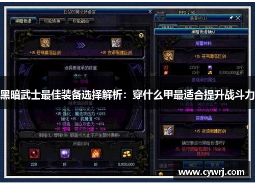 黑暗武士最佳装备选择解析：穿什么甲最适合提升战斗力